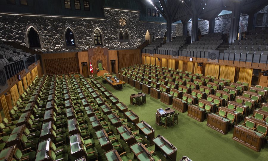 The interior of the temporary House of Commons. CP