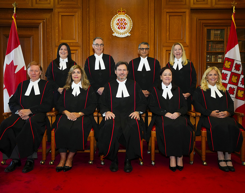 Drapeau canadien pr&egrave;s du toit de la Cour supr&ecirc;me